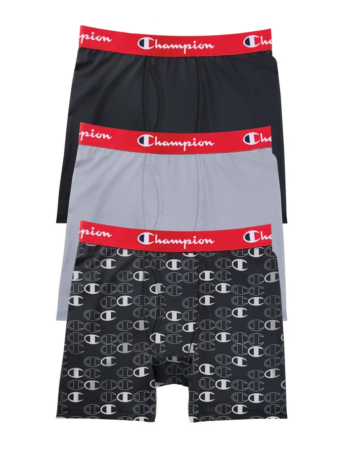 Champion Herre Underbukser Sort/Grå - Everyday Active 3-Pairs - Danmark YFU-091467